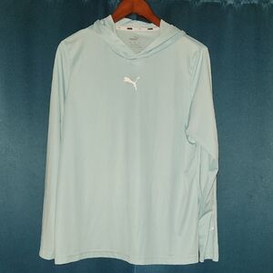 Puma Light Blue Hooded Long Sleeve Top